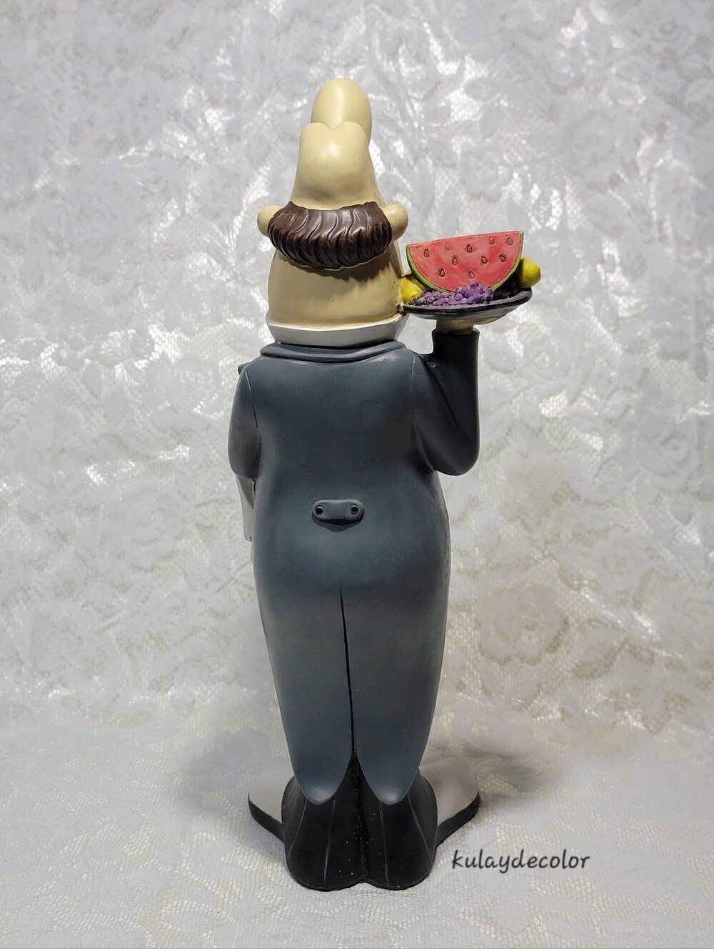 Vintage Resin Butler Figurine Long Nose Fruit Tray Statue 16” Tall Kitchen Decor - Picture 11 of 16